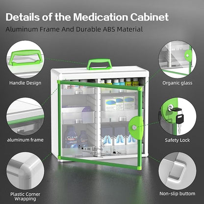 Lockable Medicine Cabinet with 6 Removable Trays, Wall Mounted & Portable - Image 3