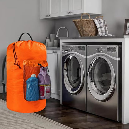 Laundry Bag with Shoulder Straps and Mesh Pocket Laundry Backpack Large - Image 6