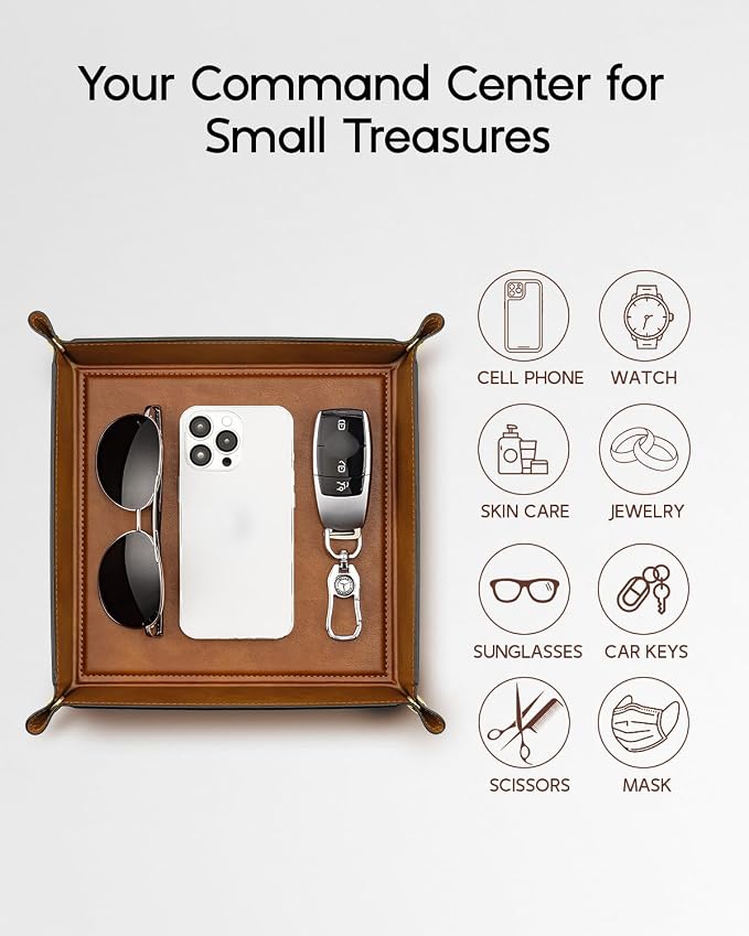 VLANDO Valet Tray Organizer, PU Leather Catchall Tray - Image 3