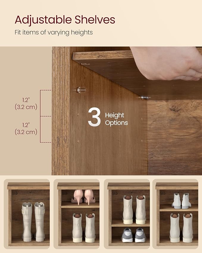VASAGLE Shoe Bench, Storage Bench, 6 Compartments, Adjustable Shelves, - Image 4