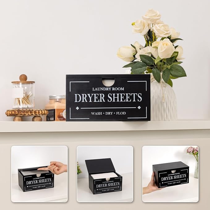 HouseJoy Dryer Sheet Holder-Black Dryer Sheet Container - Image 4
