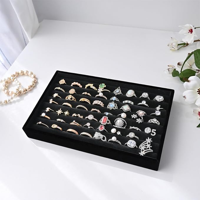 MOOCA 2 Pcs Set Ring Tray Display, Ring Showcase Display Jewelry Organizer Stand - Image 8
