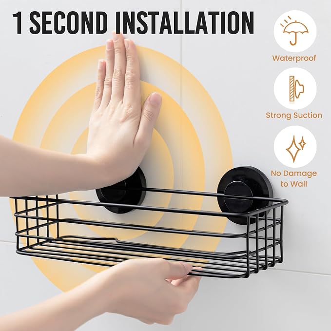 LEVERLOC Shower Caddy Suction Cup, 3 Pack Heavy Duty Bathroom Organizer - Image 2