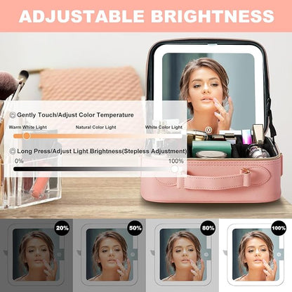 Mocado Travel Makeup Bag with LED Lighted Mirror, Travel Makeup Organizer - Image 4