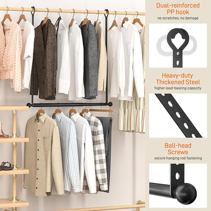 SUTINE Closet Rods for Hanging Clothes, Adjustable Closet Extender Hanging Rod - Image 3