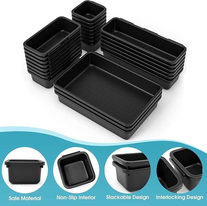 25 PCS Drawer Organizer Set, 4 Size Makeup Drawer Divider Organizer - Image 3
