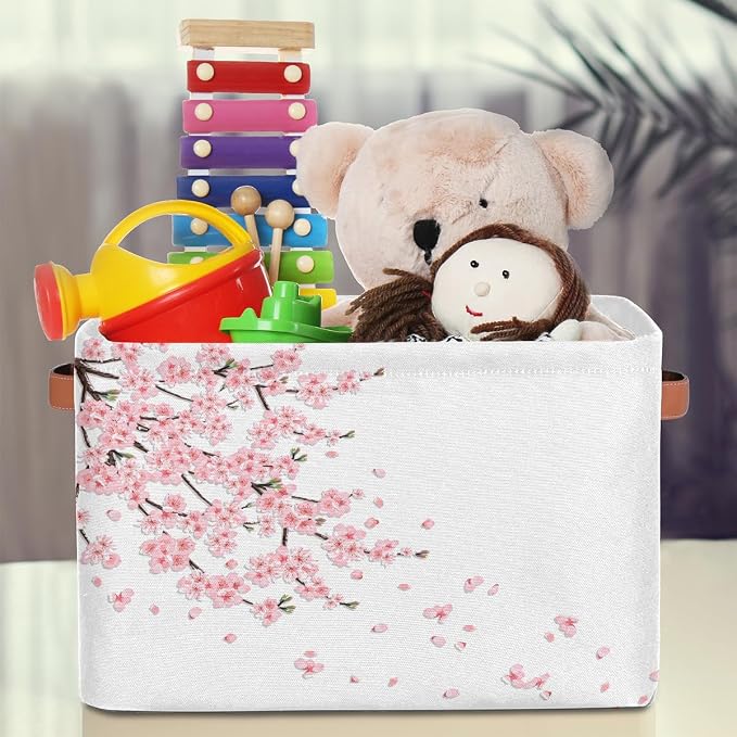 Basket Storage Bins Japanese Cherry Blossoms Rectangle Cube Basket Box Kids - Image 3
