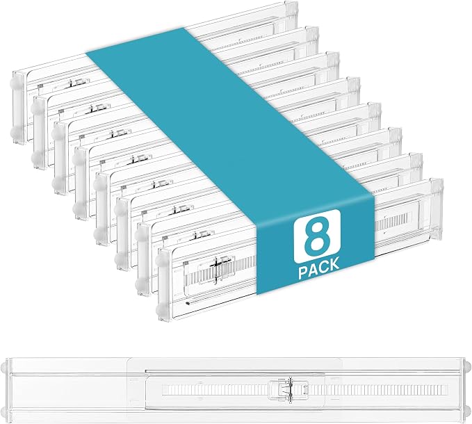 Vtopmart 8 Pack Shallow Drawer Dividers, 2.36" High 12.5"-20.8" Adjustable by Vtopmart