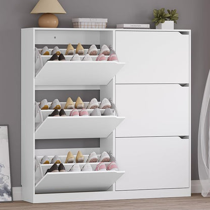 BORNOON Shoe Cabinet with 6 Flip Drawers, Slim Narrow Shoe Storage Cabinet by BORNOON