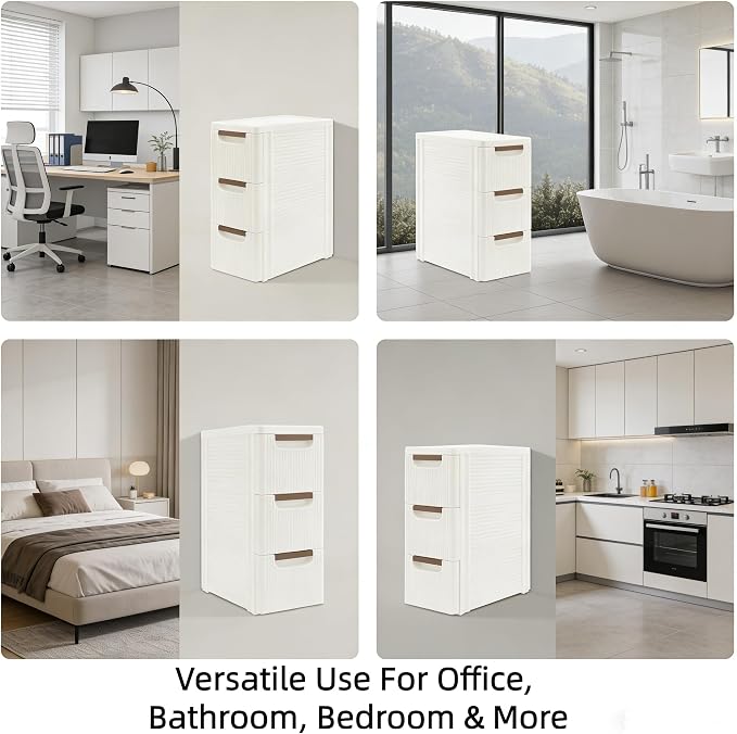 Storage Drawers on Wheels, 3-Drawer Slim Rolling Storage Cart - Image 3