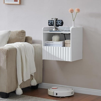 Modern Fluted Floating Nightstand Wall Mounted by BuildHom