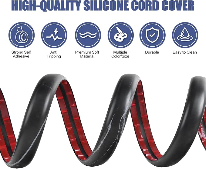 Floor Cord Cover Self Adhesive Cord Hider, 3.3FT Cable Management, Extension - Image 5