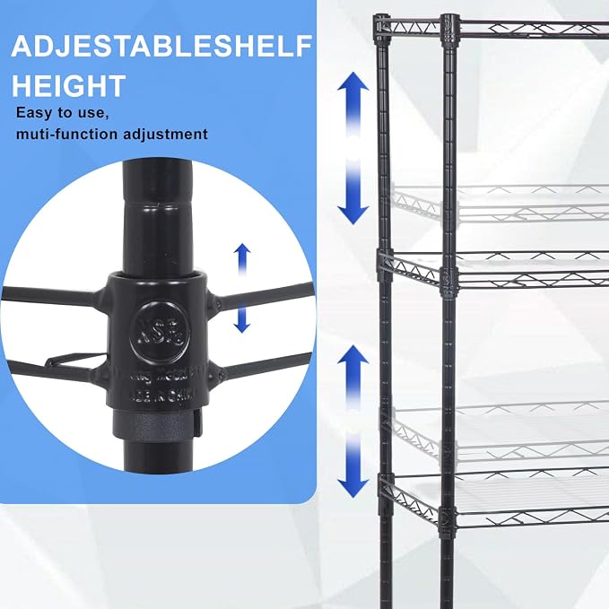 PayLessHere | 4-Tier Wire Shelf | 18"x12"x44" | Black | Adjustable Racks | - Image 7