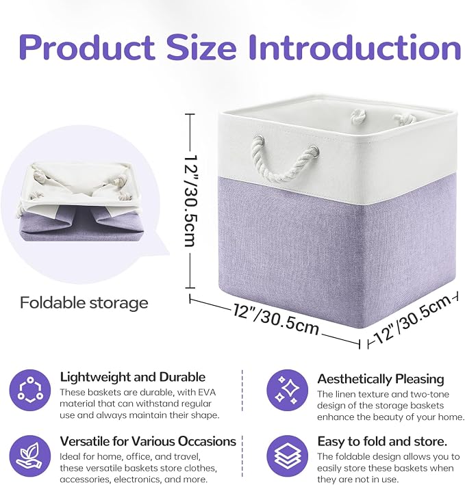 12x12 Inch Foldable Fabric Cube Storage Bins - Image 7