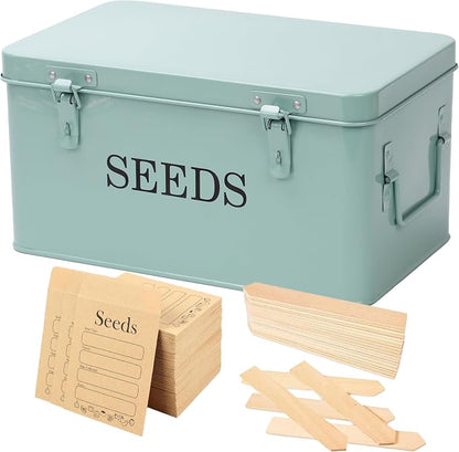 Large Modern Green Rectangular Metal Seed Storage Box by QUILIVIKHOME