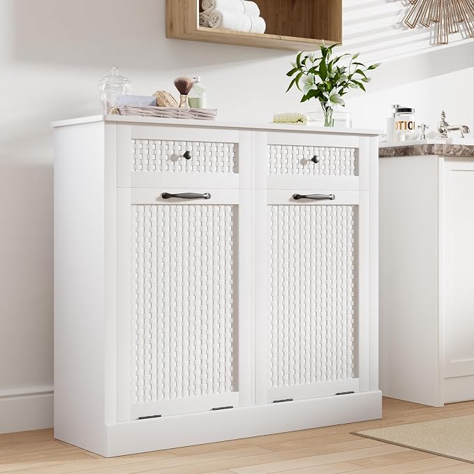 Double Tilt Out Laundry Hamper Cabinet, 10 Gallon Laundry Cabinet - Image 3