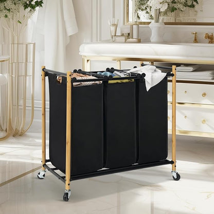 Laundry Sorter Hamper with Wheels, Heavy-Duty Laundry Basket Sorter Rolling - Image 7