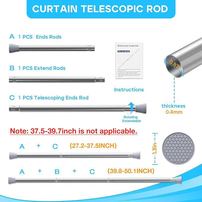 2 Pack Silver Tension Curtain Rod - Image 2