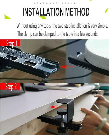 Under Desk Tray No Drill, Slide Out Keyboard Tray Under Desk, Keyboard Slide ut - Image 4