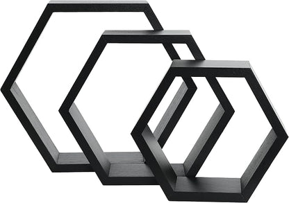 Hexagon Shelves, Floating Wall Shelf, Honeycomb Octagon Cube Shelves Wood | - Image 9