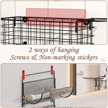 4 tiers Hair Dryer Holder Styling Tool Organizer Wall-Mounted Storage Wire - Image 3