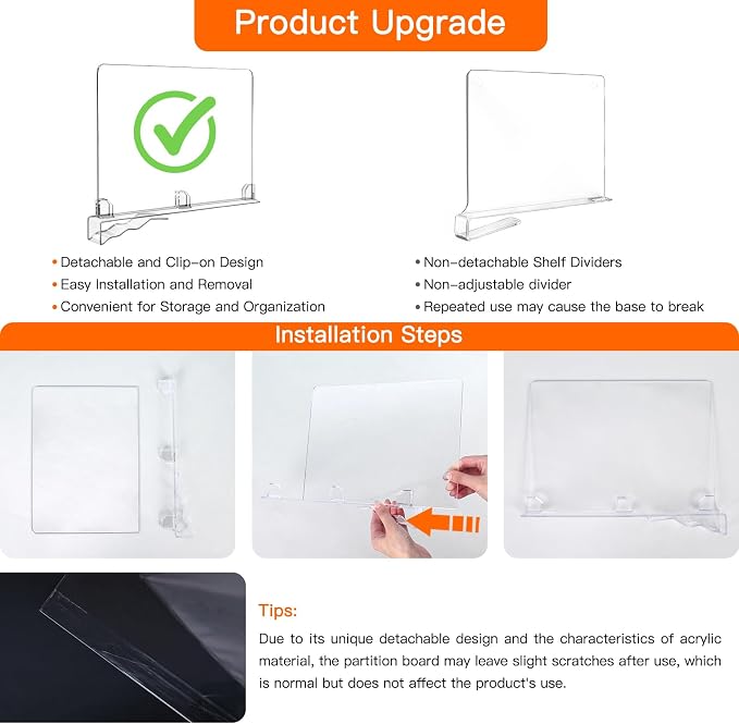 Fixwal 12 PCS Detachable Acrylic Shelf Dividers - Image 7