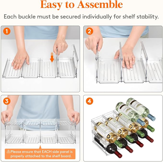 Lifewit Wine Rack for Fridge, Stackable Wine Bottle Holder - Image 5