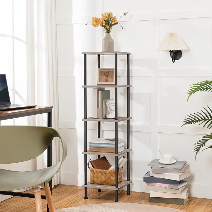 HOOBRO 5-Tier Corner Shelf Stand, Corner Square Rack Display Shelf, Tall - Image 5