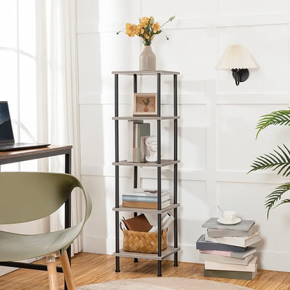 HOOBRO 5-Tier Corner Shelf Stand, Corner Square Rack Display Shelf, Tall - Image 5