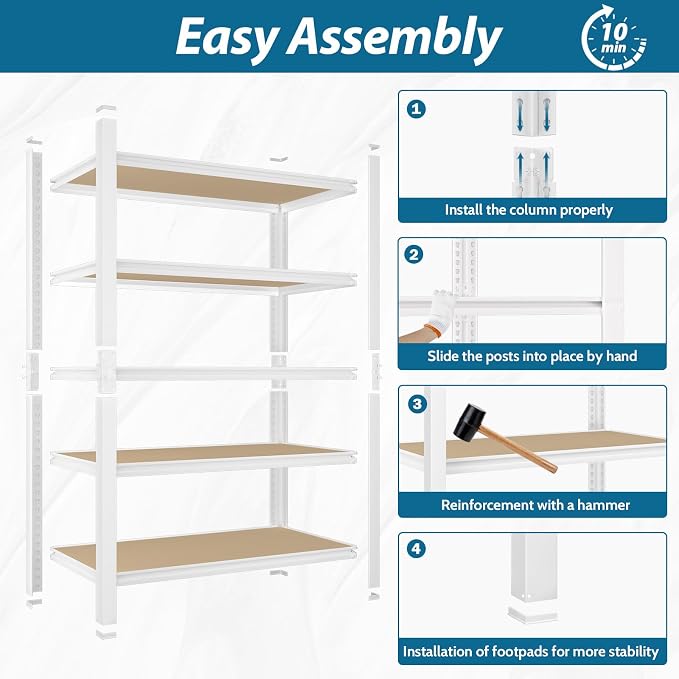 PrimeZone 28" W x 12" D x 59" H Closet Storage Shelves - Image 7