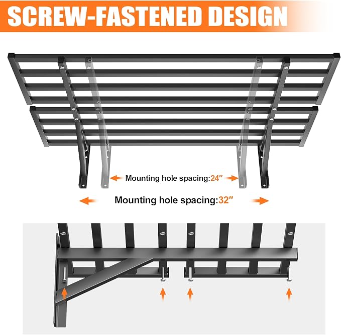 TORACK 2-Pack Heavy-Duty Garage Wall Shelves, 2 ft x 4 ft Floating Wall-Mounted - Image 5
