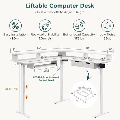 RedLemon 60 Inches L Shaped Electric Standing Desk, Height Adjustable Corner - Image 2