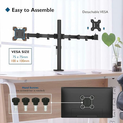 BONTEC Dual Monitor Desk Mount, Full Motion Adjustable Monitor Stand - Image 6