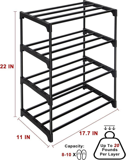 LNYZQUS Upgrade 4-Tier Small Shoe Rack, Metal Stackable Kids Shoe Shelf Storage - Image 3