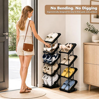 2 Pack Sloping Narrow Shoe Rack 5 Tiers - Image 5