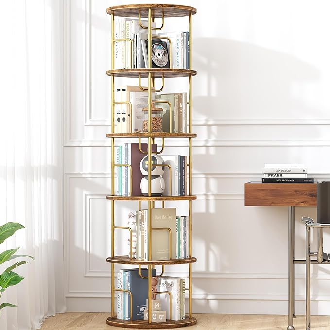 5Tier Rotating Bookshelf, 360 ° Display Stackable Spinning Bookshelf Tower by Unknown