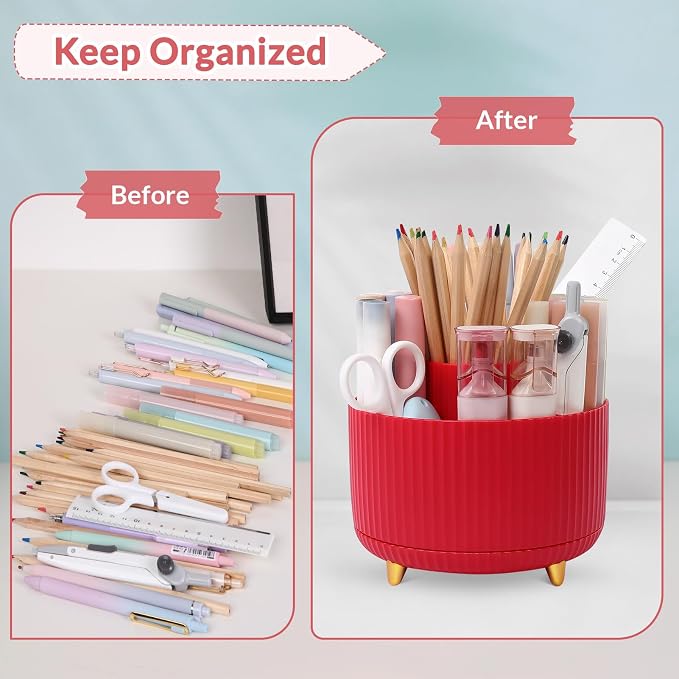 SKYDUE 360 Degree Rotating Desk Organizer, Dual-Purpose Pencil Pen Holder - Image 7