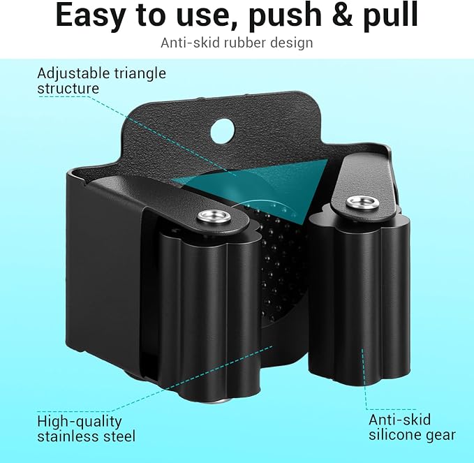 24 PCS Heavy Duty Broom Holder Wall Mount, Stainless Steel Broom Hanger Wall - Image 3