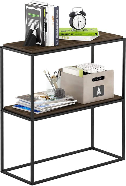 Furinno Moretti Modern Wide Stackable Metal Shelf, Columbia Walnut by Furinno-FitsYourSpaceFitsYourBudget