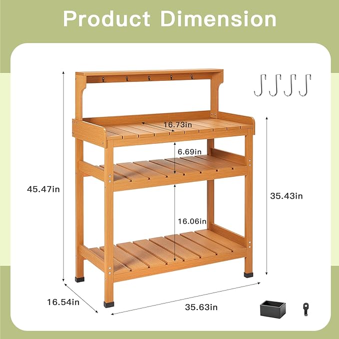 Frogprin Potting Bench Table, Extra-Large Outdoor Garden Potting Bench - Image 6