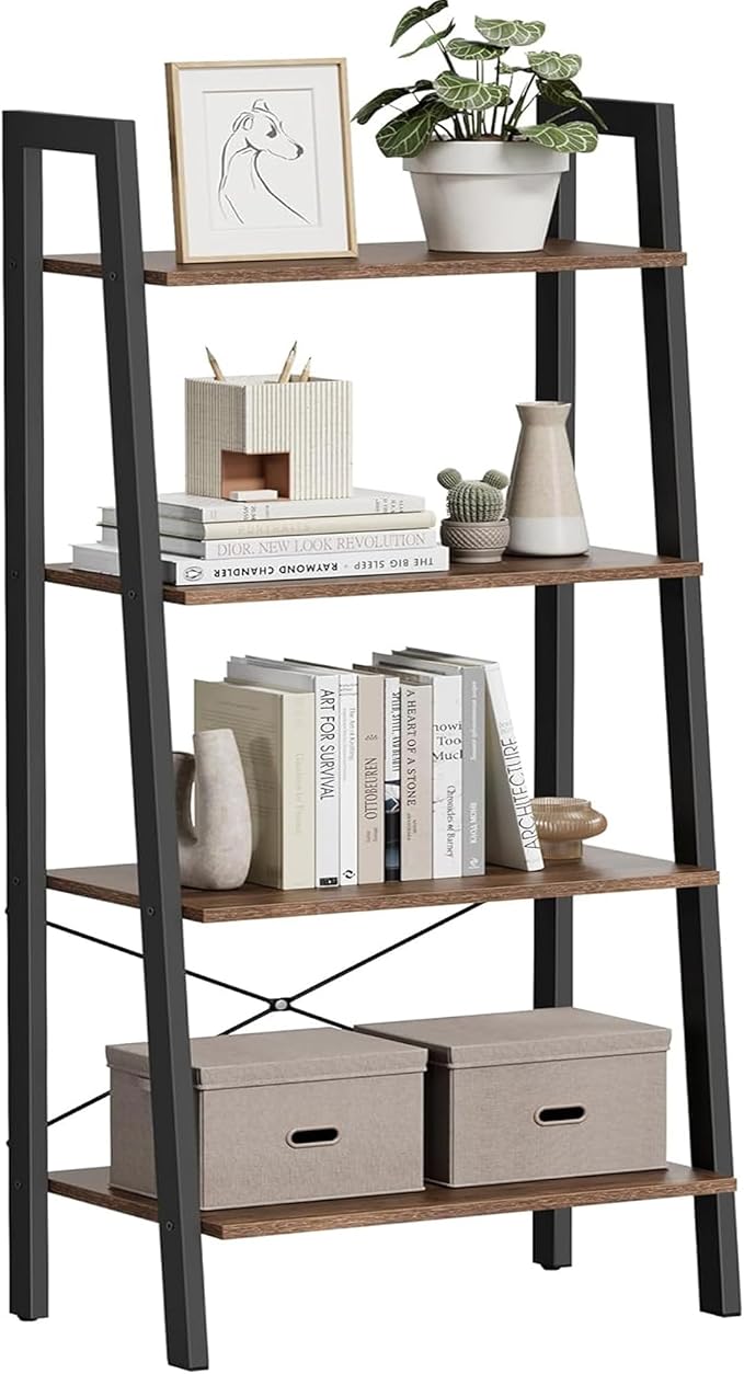 VASAGLE Ladder Shelf, 4-Tier Bookshelf, Storage Rack, Bookcase by VASAGLEbySONGMICSHOME