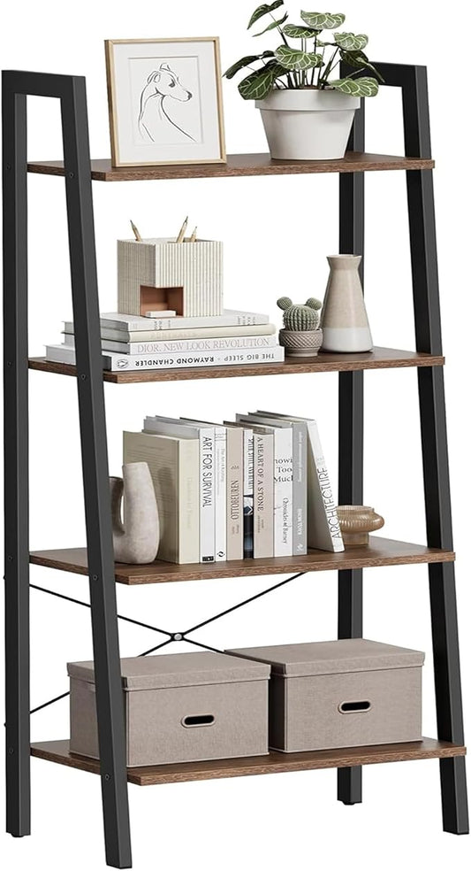 VASAGLE Ladder Shelf, 4-Tier Bookshelf, Storage Rack, Bookcase by VASAGLEbySONGMICSHOME