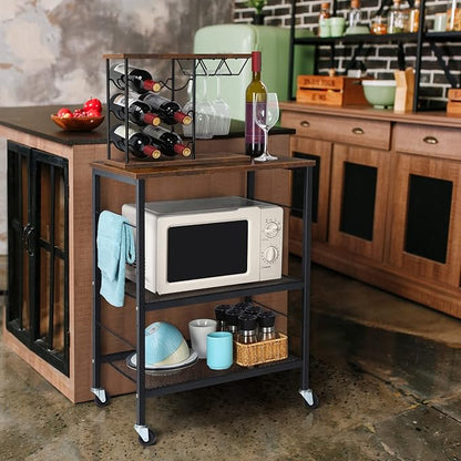 LIANTRAL Rolling Cart, 3-Tier Utility Microwave Bar Coffee Cart Kitchen Storage - Image 3