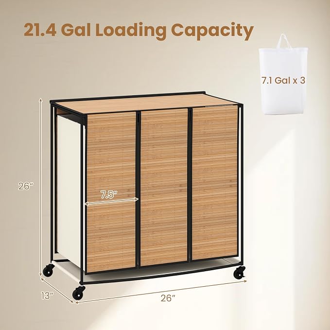 Giantex Laundry Hamper Sorter 3 Section - Image 9