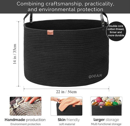 Extra Large Storage Laundry Basket 22" X 22"X 14" Cotton Rope Woven - Image 3