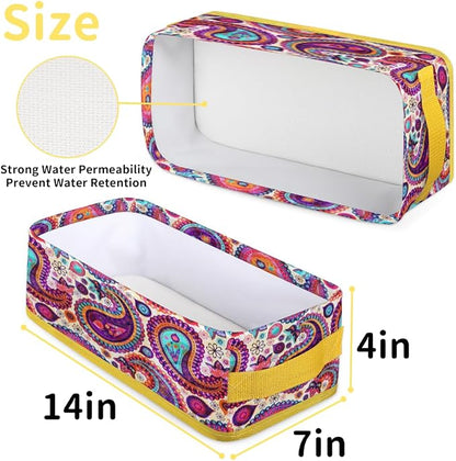 Paisley Folk Style Bathroom Storage Basket, Foldable - Image 2