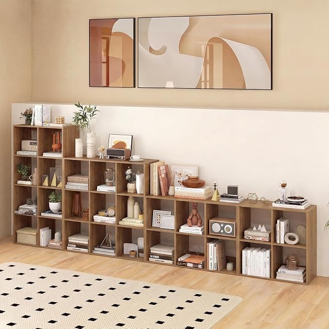 POWERSTONE 4 Cube Storage Organizer Set of 2, 2 Tier Cubby Bookshelf - Image 8