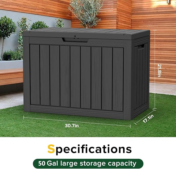 EasyUp 50 Gallon Outdoor Storage Box Waterproof Lockable Deck Boxes | UV - Image 2