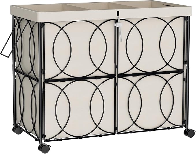 Laundry Hamper with 3 Section, Large 180L Rolling Laundry Basket with Wheels by VIPLEEOMALL