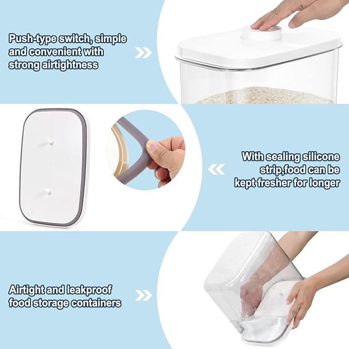 Rice & Flour Storage Container, Cereal Containers Storage, Dry Food Airtight - Image 3